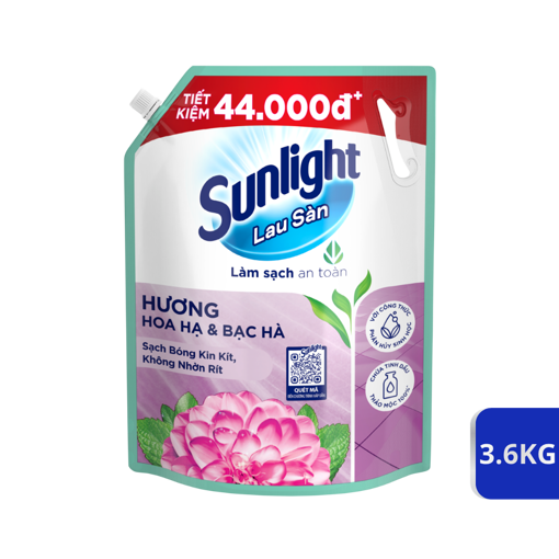 Ảnh của Nước lau sàn Sunlight Tinh dầu Thảo mộc hoa Hạ & Bạc hà túi 3.6kg