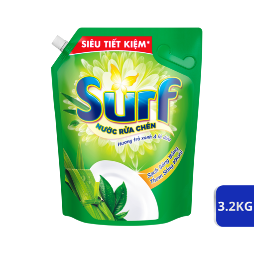 Ảnh của Nước rửa chén Surf hương Trà xanh & Lá dứa túi 3.2kg