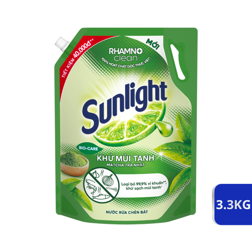 Picture of Nước rửa chén Sunlight Khử mùi tanh Matcha Trà nhật túi 3.3kg